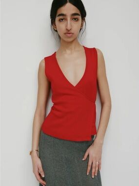 KOTN Red Sleeveless Wrap V-Neck Tank